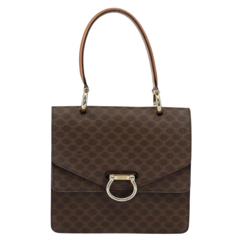 CELINE Macadam Canvas Hand Bag PVC Leather Brown Gold Auth ar13810 - Picture 13 of 16